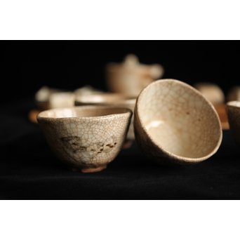 加藤麦岱 絵志野茶器セット　P225 