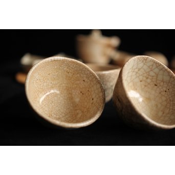 加藤麦岱 絵志野茶器セット　P225 