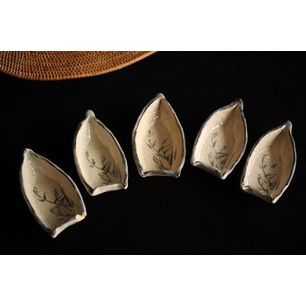 加藤麦岱 絵志野茶器セット　P225 