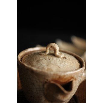 加藤麦岱 絵志野茶器セット　P225 