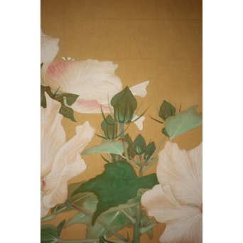 井上恒也 花虫図 絹本額装　Z248 