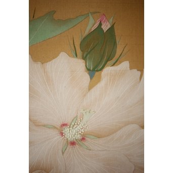 井上恒也 花虫図 絹本額装　Z248 