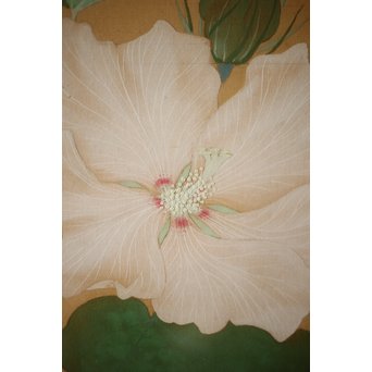 井上恒也 花虫図 絹本額装　Z248 