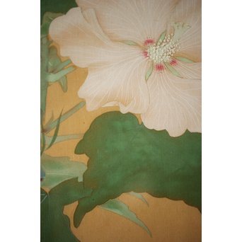 井上恒也 花虫図 絹本額装　Z248 