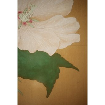 井上恒也 花虫図 絹本額装　Z248 