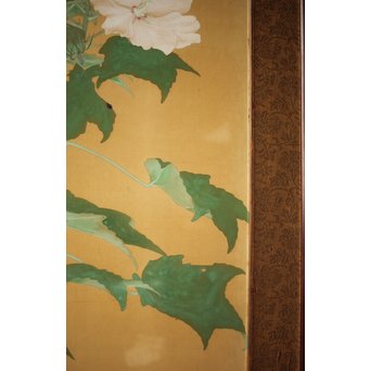 井上恒也 花虫図 絹本額装　Z248 