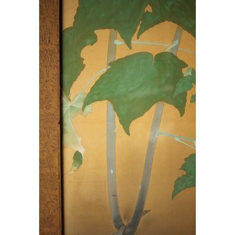 井上恒也 花虫図 絹本額装　Z248 