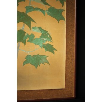 井上恒也 花虫図 絹本額装　Z248 