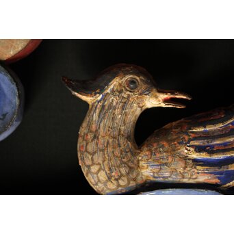 寺院彩色木彫欄間 鴛鴦 3枚1組　R0085Y 