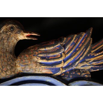 寺院彩色木彫欄間 鴛鴦 3枚1組　R0085Y 