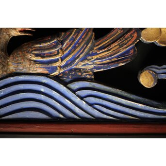 寺院彩色木彫欄間 鴛鴦 3枚1組　R0085Y 