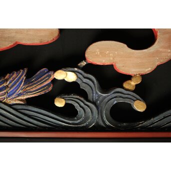 寺院彩色木彫欄間 鴛鴦 3枚1組　R0085Y 