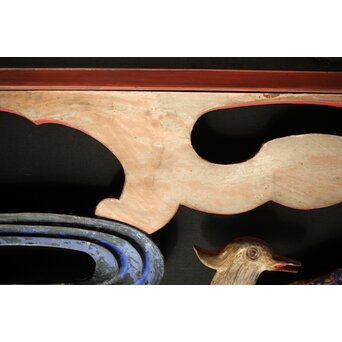 寺院彩色木彫欄間 鴛鴦 3枚1組　R0085Y 