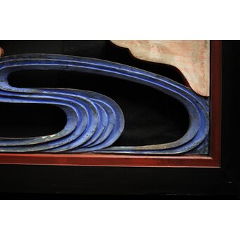 寺院彩色木彫欄間 鴛鴦 3枚1組　R0085Y 