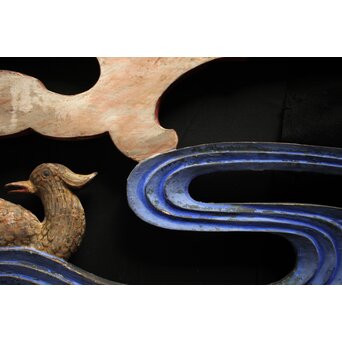 寺院彩色木彫欄間 鴛鴦 3枚1組　R0085Y 