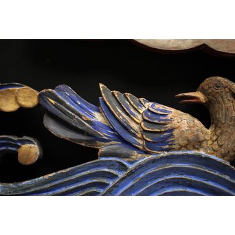 寺院彩色木彫欄間 鴛鴦 3枚1組　R0085Y 