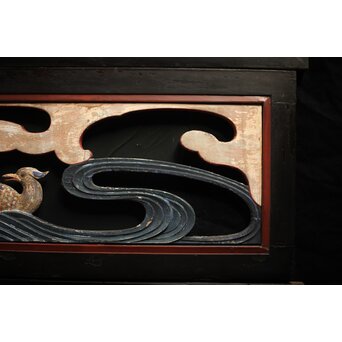 寺院彩色木彫欄間 鴛鴦 3枚1組　R0085Y 