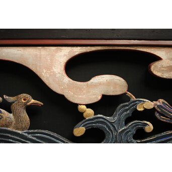 寺院彩色木彫欄間 鴛鴦 3枚1組　R0085Y 