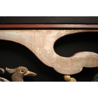 寺院彩色木彫欄間 鴛鴦 3枚1組　R0085Y 