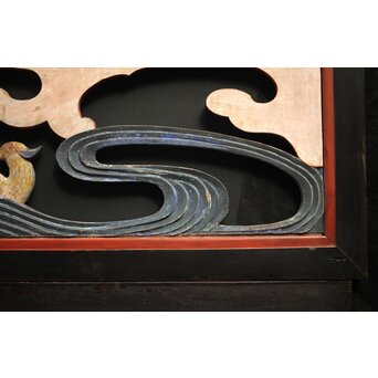 寺院彩色木彫欄間 鴛鴦 3枚1組　R0085Y 