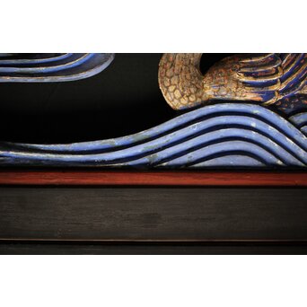 寺院彩色木彫欄間 鴛鴦 3枚1組　R0085Y 