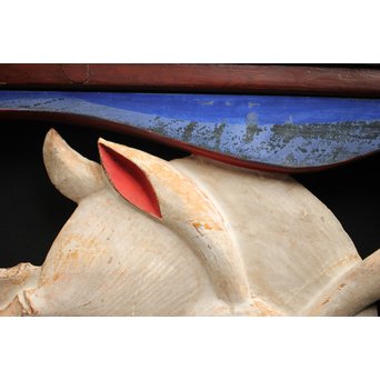 寺院彩色木彫欄間 兎 3枚1組　R0086 