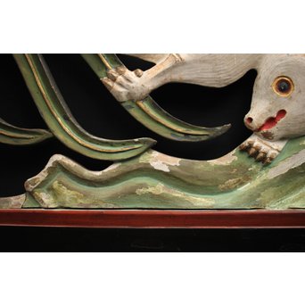 寺院彩色木彫欄間 兎 3枚1組　R0086 