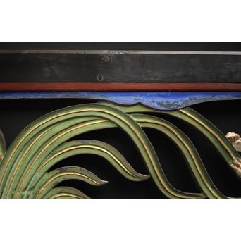 寺院彩色木彫欄間 兎 3枚1組　R0086 