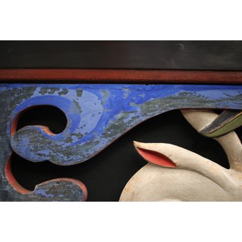 寺院彩色木彫欄間 兎 3枚1組　R0086 