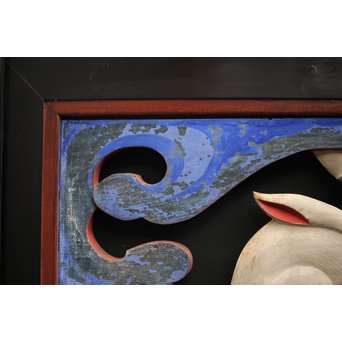 寺院彩色木彫欄間 兎 3枚1組　R0086 