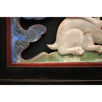 寺院彩色木彫欄間 兎 3枚1組　R0086 