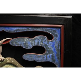 寺院彩色木彫欄間 兎 3枚1組　R0086 