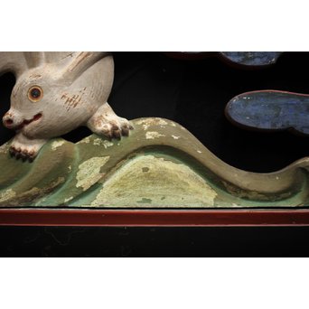 寺院彩色木彫欄間 兎 3枚1組　R0086 