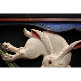 寺院彩色木彫欄間 兎 3枚1組　R0086 