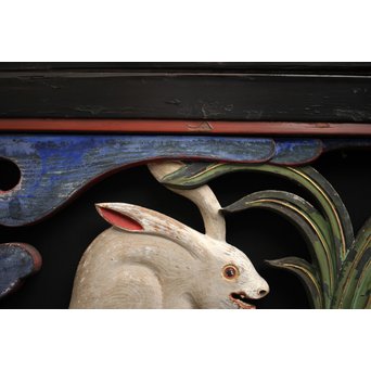 寺院彩色木彫欄間 兎 3枚1組　R0086 