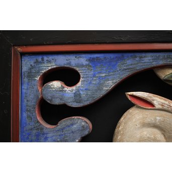 寺院彩色木彫欄間 兎 3枚1組　R0086 