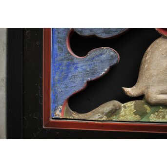 寺院彩色木彫欄間 兎 3枚1組　R0086 