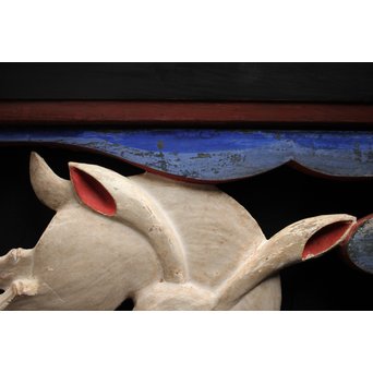 寺院彩色木彫欄間 兎 3枚1組　R0086 