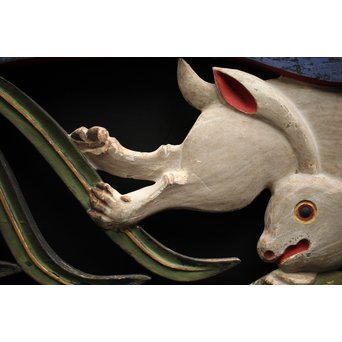 寺院彩色木彫欄間 兎 3枚1組　R0086 