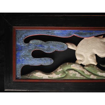 寺院彩色木彫欄間 兎 3枚1組　R0086 