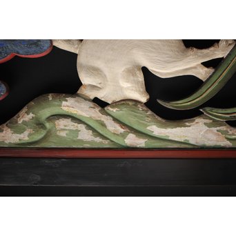 寺院彩色木彫欄間 兎 3枚1組　R0086 