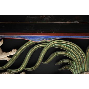 寺院彩色木彫欄間 兎 3枚1組　R0086 