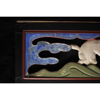 寺院彩色木彫欄間 兎 3枚1組　R0086 