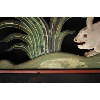 寺院彩色木彫欄間 兎 3枚1組　R0086 