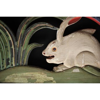 寺院彩色木彫欄間 兎 3枚1組　R0086 