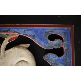 寺院彩色木彫欄間 兎 3枚1組　R0086 