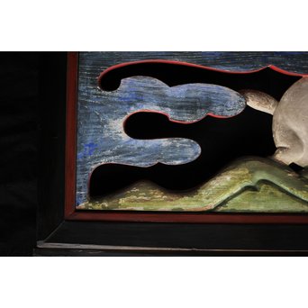 寺院彩色木彫欄間 兎 3枚1組　R0086 