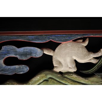 寺院彩色木彫欄間 兎 3枚1組　R0086 