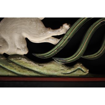 寺院彩色木彫欄間 兎 3枚1組　R0086 