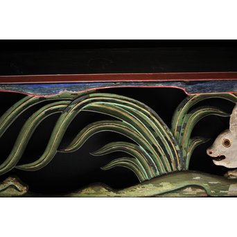 寺院彩色木彫欄間 兎 3枚1組　R0086 